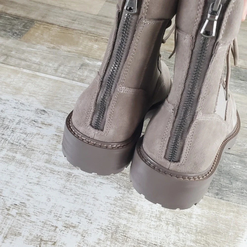 Saint Morta Legion Mens Boots Sz 10 Taupe Suede Comfort Lace Up Back Zip